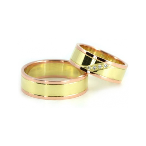 Snubní prsteny zlaté kombinované 1062 + DÁREK ZDARMA