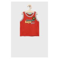 Dětský bavlněný top United Colors of Benetton červená barva, s aplikací