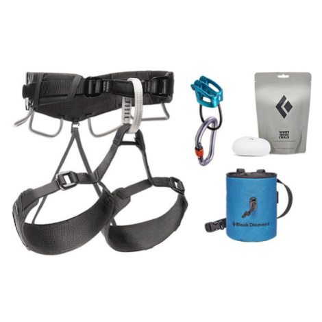 Black Diamond Momentum 4S Harness Package lezecký set, černá/bílá, modrý Mg pytlík