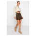 Trendyol Khaki Pleated Mini Woven Skirt