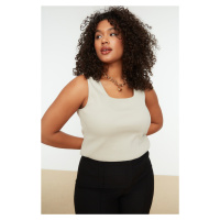 Trendyol Curve Beige Basic Corded Knitted Square Neck Undershirt