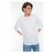 Trendyol White Men's Basic 100% Cotton Crew Neck Oversized Short Sleeved T-Shirt