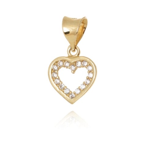 Přívěšek srdce ze žlutého zlata se zirkony ZZ1034F + dárek zdarma