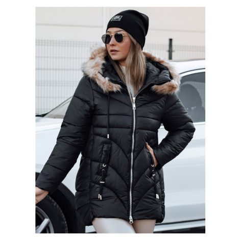 Dámská zimní bunda s kapucí a kožíškem MELOMA Dstreet TY4712 Barva: Černá