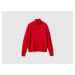 Benetton, Red Plum Turtleneck Sweater In Pure Merino Wool