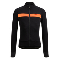 SANTINI Cyklistický dres s dlouhým rukávem zimní - ADAPT WOOL - oranžová/černá