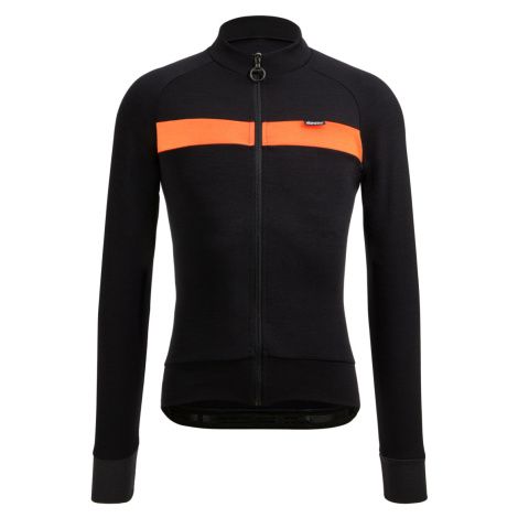 SANTINI Cyklistický dres s dlouhým rukávem zimní - ADAPT WOOL - oranžová/černá