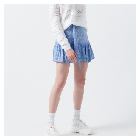 Cropp - Kraťasová sukně s páskem k uvázání - Modrá
