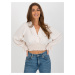 Světle béžová crop top halenka s elastickým řasením -light beige Smetanová