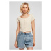 Ladies Cropped Button Up Rib Tee - softseagrass