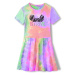 Dívčí šaty KUGO CY1008, duhová tmavší Barva: Mix barev