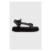 Sandály Calvin Klein Jeans PREFRESATO SANDAL WEBBING XRAY dámské, černá barva, na platformě, YW0