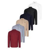 SET OF SIX G783 DEWBERRY JUDGE COLLAR SHIRT-BLACK-WHITE-NAVY-GREY-BEIGE-BURGUNDY