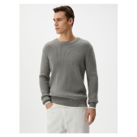 Koton Basic Knitwear Sweater Fabric Detailed Crew Neck