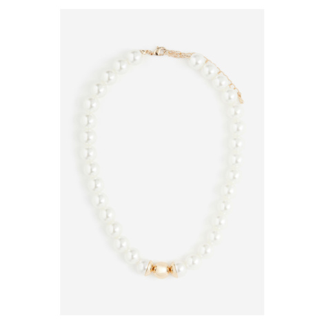 H & M - Korálkový náhrdelník - bílá H&M