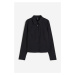 H & M - Přiléhavá popelínová košile - černá