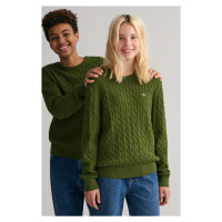 SVETR GANT SHIELD COTTON CABLE C-NECK zelená