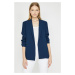 Koton Women's Navy Blue Stripe Detailed Jacket