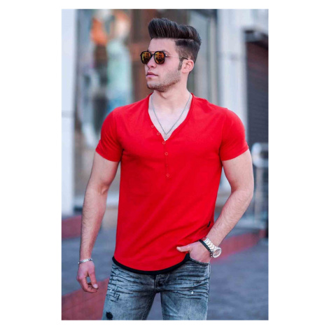 Madmext Red Men's T-Shirt with Buttons 4490