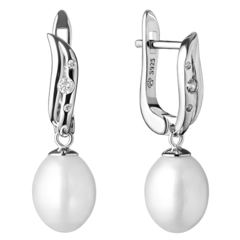 Gaura Pearls Stříbrné pozlacené náušnice s řiční perlou Katy, stříbro 925/1000 SK21100EL/W Bílá