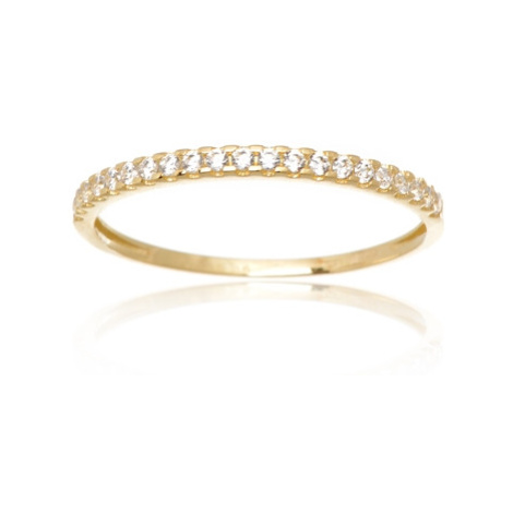 Dámský prsten ze žlutého zlata s čirými zirkony PR0650F + DÁREK ZDARMA