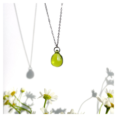 Šperk z pravého českého skla - Náhrdelník Mechový háj