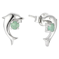 Brilio Silver Hravé stříbrné náušnice se smaragdy Delfín Precious Stone SE09092E