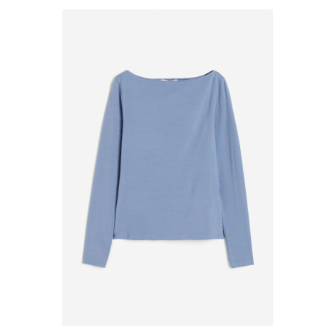 H & M - Přiléhavé žerzejové triko - modrá H&M