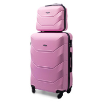 Rogal Růžová sada 2 luxusních plastových kufrů 