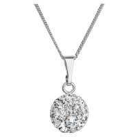 Evolution Group Stříbrný náhrdelník se Swarovski krystaly kulatý bílý 32086.1 crystal