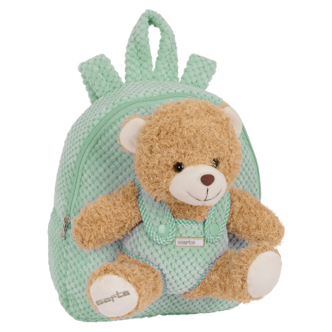 Safta Teddy Bear dětský batůžek s plyšovým medvídkem - 4,65 L - zelený