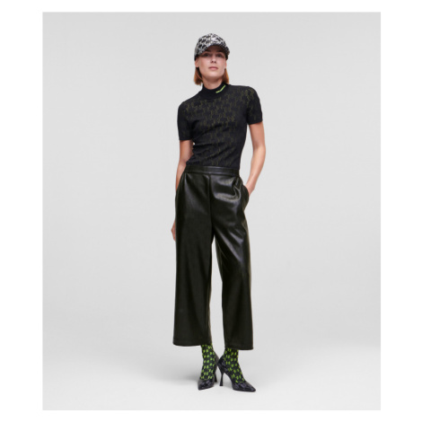 Kalhoty karl lagerfeld perforated faux ltr culottes černá