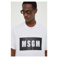 Bavlněné tričko MSGM bílá barva, s potiskem