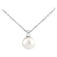 Silvego Stříbrný náhrdelník s bílou perlou Swarovski® Crystals 12 mm LPS061912PSWW (řetízek, pří