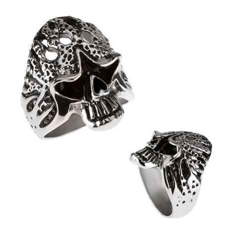Mohutný prsten z chirurgické oceli - hořící lebka Šperky eshop