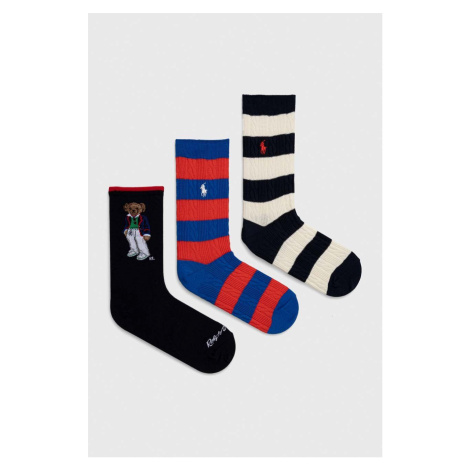 Ponožky Polo Ralph Lauren 3-pack dámské, černá barva, 455942344