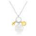 Lesklý stříbrný 925 náhrdelník - známka s nápisem "SUN KISSED", sluníčko a kulička ve zlaté barv