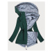 Oboustranná dámská bunda v zelené/šedé barvě s kapucí (SS66)