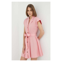 Bavlněné šaty Trussardi růžová barva, mini