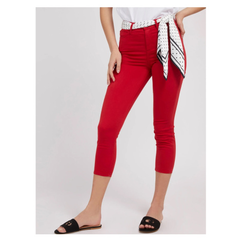 Červené dámské skinny fit džíny s šátkem Guess 1981 Capri