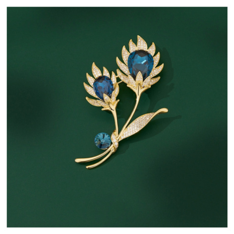 Éternelle Luxusní brož Swarovski Elements Paula - květina B7174-LXT0277 Modrá