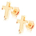 Zlaté náušnice 375 - malý latinský křížek, kombinace lesklého a matného povrchu