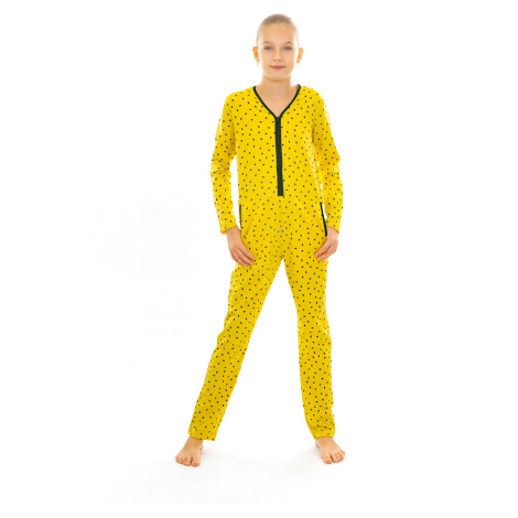 Dendy Dívčí overal pyžamový dlouhý Yellow