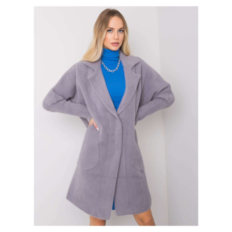 Šedý kabát z alpaky s kapsami Fashionhunters