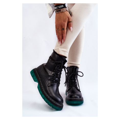 Dámské šněrovací boty se zelenou podrážkou Trinah