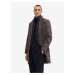 Tmavě hnědý pánský kostkovaný vlněný kabát Tom Tailor