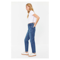 Trendyol Dark Blue More Sustainable High Waist Slim Mom Jeans