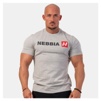 NEBBIA - Pánské fitness tričko Red "N" 292 (light grey) - NEBBIA