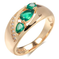 Masivní prsten se zelenými kameny