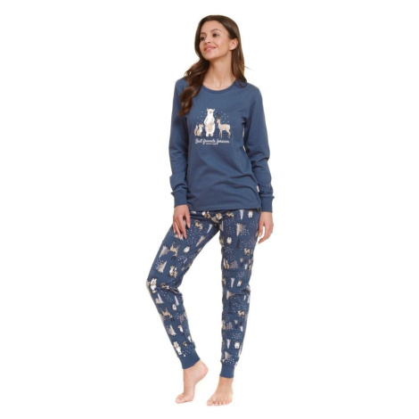 Dámské pyžamo Best Friends s lesními zvířátky modré dn-nightwear
